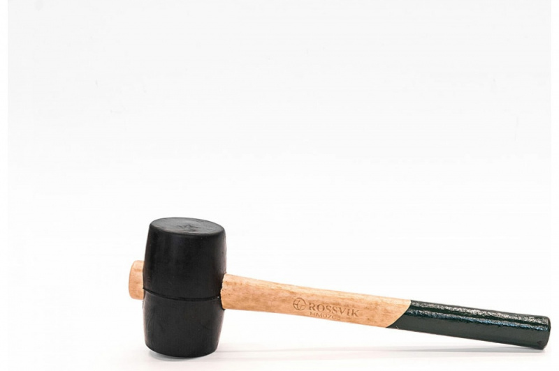 HM0705 Молоток резиновый ROSSVIK 500г с деревянной рукояткой
