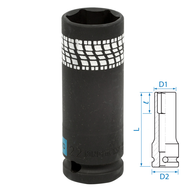 KING TONY Головка торцевая ударная глубокая 1/2", 22 мм, тонкостенная 441522M