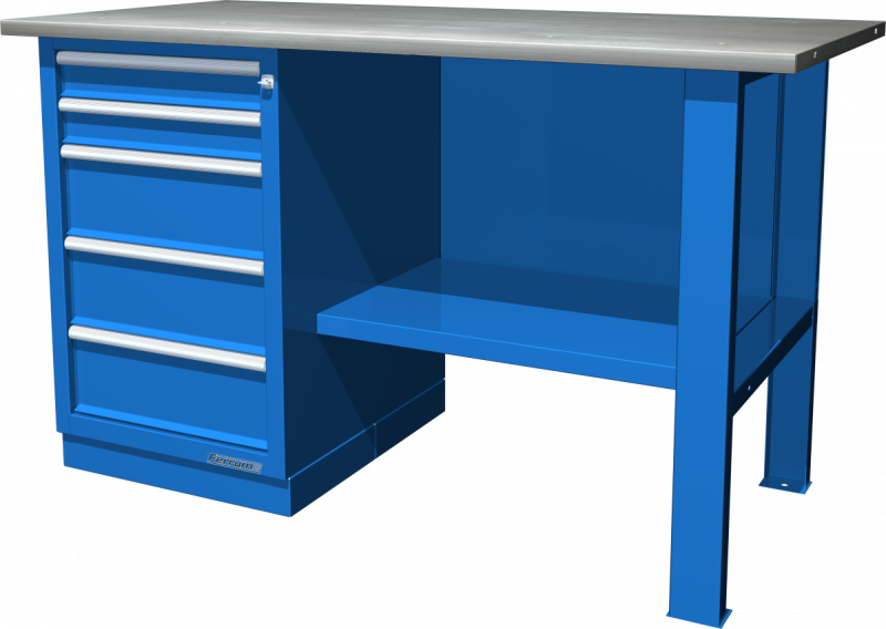 Верстак слесарный с тумбой 5 ящиков, серия "L" FERRUM 01.105L-G5015