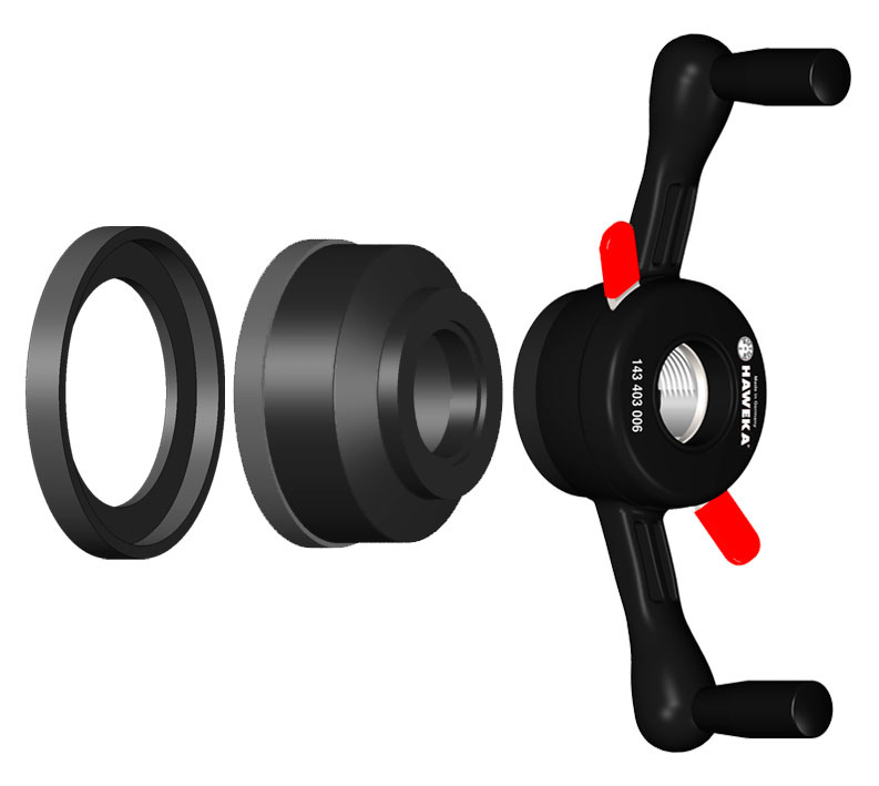 Быстрозажимная гайка ProGrip 40x3мм с рукоятками для Hofmann с прижимной чашкой HAWEKA 124 403 001