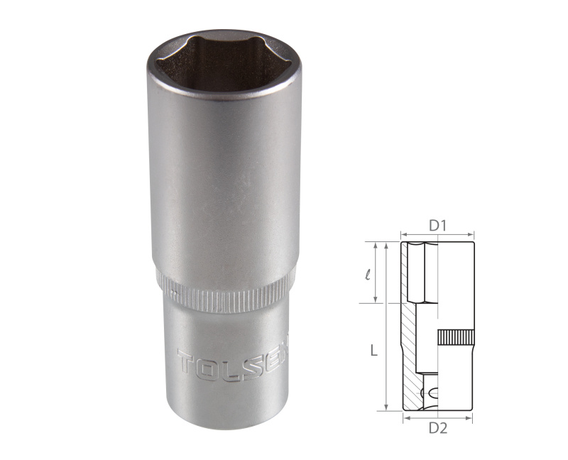 TOLSEN Головка торцевая глубокая шестигранная 1/2", 22 мм
